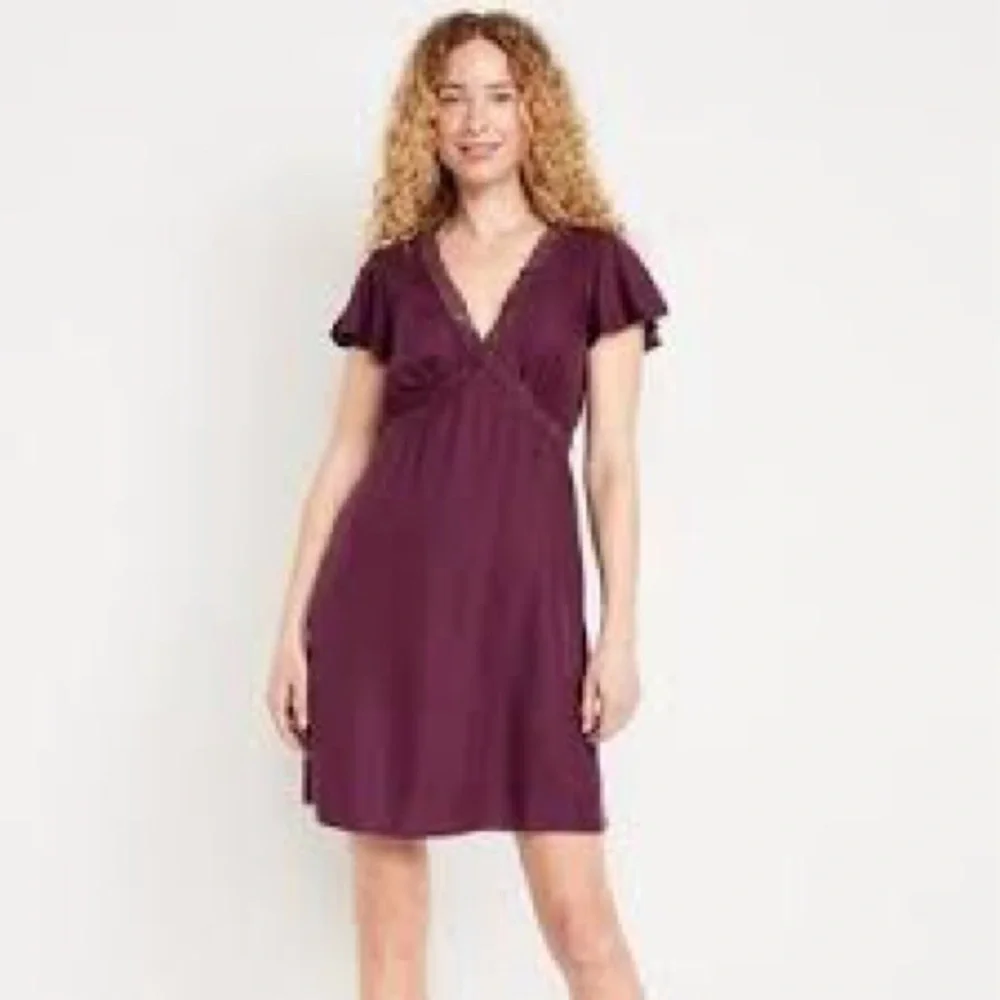 old navy women's fit & flare crepe lace-trim mini dress Old Navy Fit & Flare